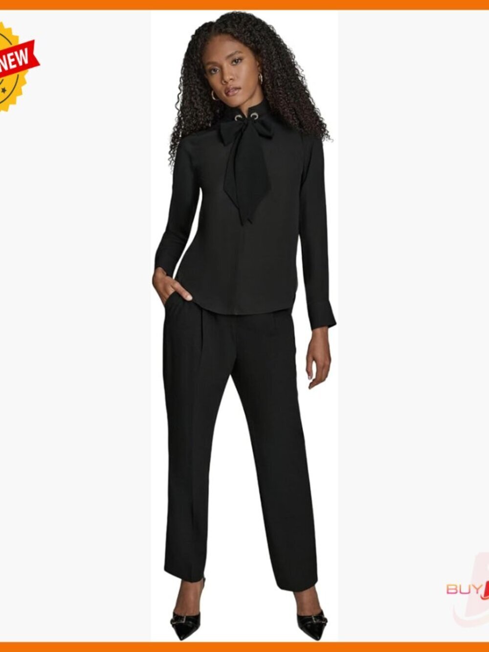Long Sleeve Tie Neck Woven Blouse Mixed Media Top X-Large